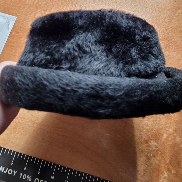 VINTAGE 50s Musketeer black furry flat top‎ fedora rolled brim bucket hat